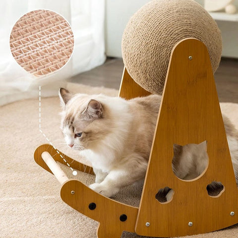 Curved Cat Scratcher with Sisal Ball 52cm - Pets Villa