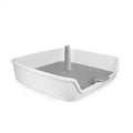 Secure dog potty tray with pee pad holder and removable post to prevent mess and chewing