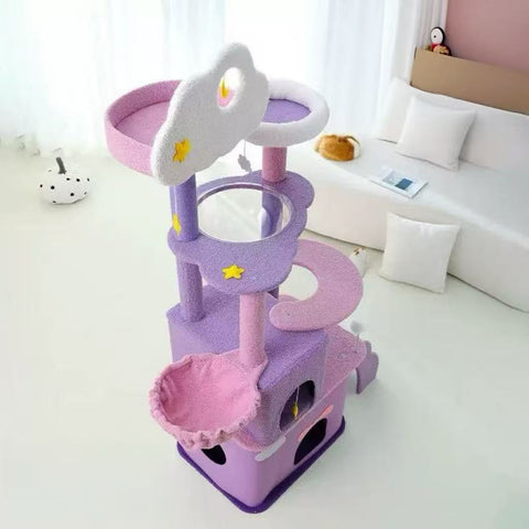 MARTINA 108-165cm Star & Cloud Cat Tree Climbing Frame
