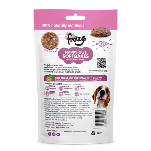 FROZZYS Happy Gut Softbakes Duck, Beetroot and Spinach for Dogs 80g - Pets Villa