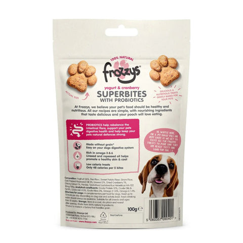 FROZZYS Superbites Yogurt and Cranberry with Probiotics for Dogs 100g - Pets Villa