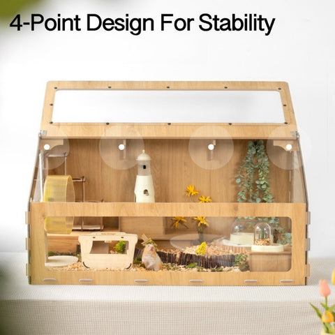 MEWOOFUN Large Wooden & Acrylic Hamster Cage - Pets Villa