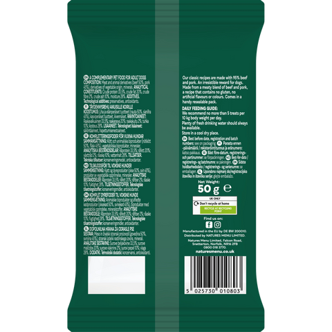 NATURES MENU Dog Meaty Treats Beef and Pork 50g - Pets Villa