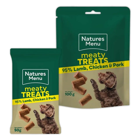 NATURES MENU Dog Meaty Treats Lamb, Chicken and Pork - Pets Villa