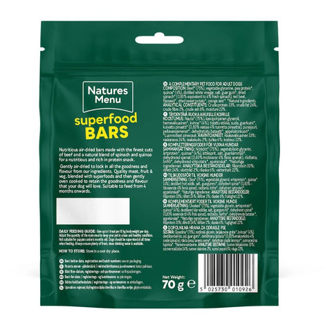 NATURES MENU Dog Superfood Bars Beef Treats 70g - Pets Villa