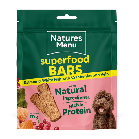 NATURES MENU Dog Superfood Bars Salmon and White Fish Treats 70g - Pets Villa