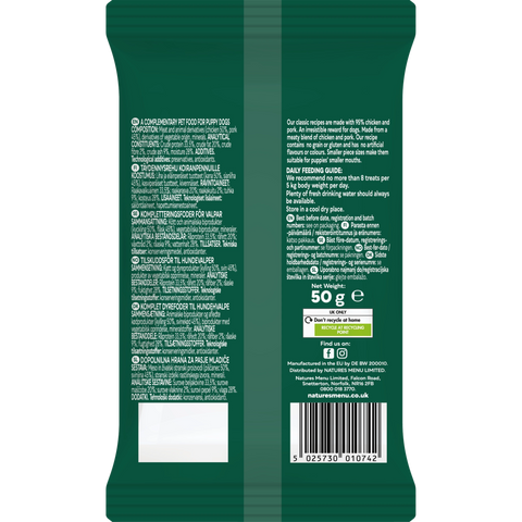 NATURES MENU Puppy Meaty Treats Chicken and Pork 50g - Pets Villa