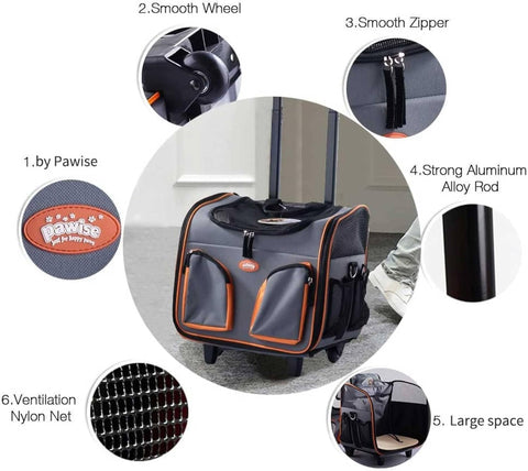 PAWISE Travel Trolley Bag for Pets - Pets Villa