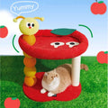 PURLAB Red Apple Cat Scratcher & Bed with Caterpillar Design - Pets Villa