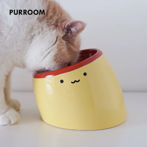 PURROOM Pudding Angled Raised Food Bowl - Pets Villa