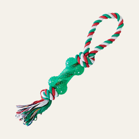 PET BRANDS Festive Collection Christmas Bone Rope and Tug Toy