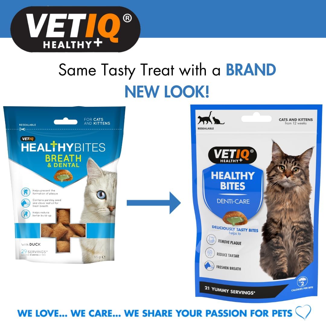 VETIQ Healthy Bites Breath & Dental Treats for Cats (65g) - Pets Villa
