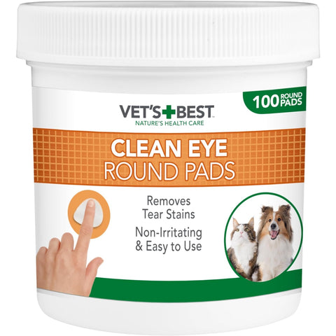 VET'S BEST Clean Pet Eye Round Pads 100 Pack - Pets Villa