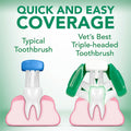 VET'S BEST Triple Headed Dog Toothbrush - Pets Villa