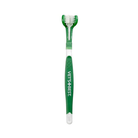 VET'S BEST Triple Headed Dog Toothbrush - Pets Villa