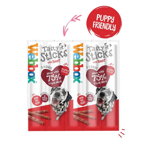 WEBBOX Tasty Sticks with Beef (5 pcs) - Pets Villa