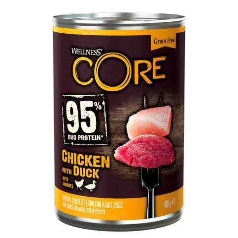 WELLNESS CORE 95% Duo Protein Chicken with Duck with Carrots 400g - Pets Villa