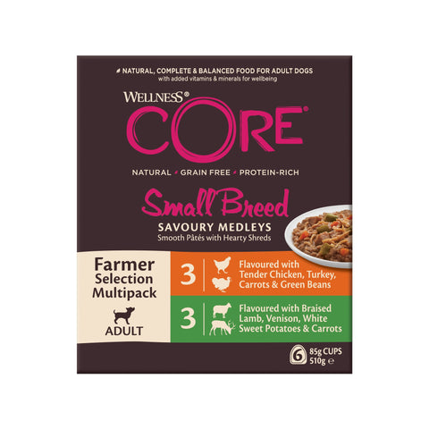 WELLNESS CORE Small Breed Savoury Medleys Farmer Selection Multipack 6 x 85g - Pets Villa