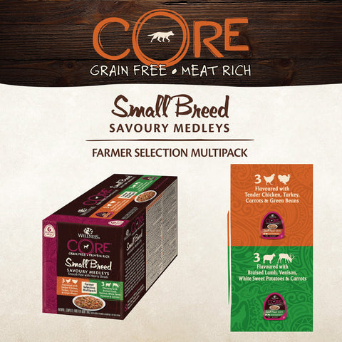 WELLNESS CORE Small Breed Savoury Medleys Farmer Selection Multipack 6 x 85g - Pets Villa