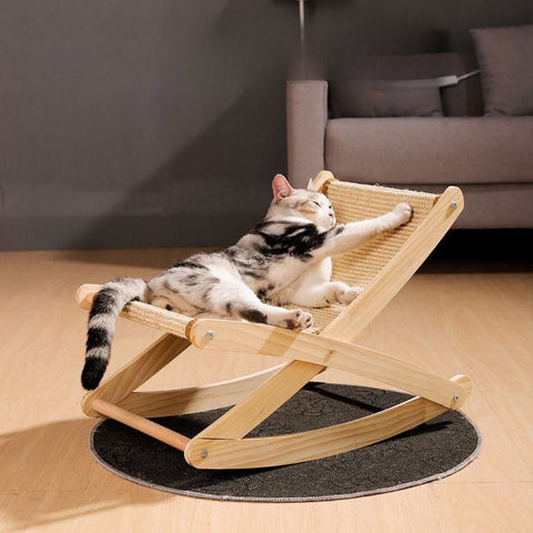 Wooden Lounge Cat Scratcher Chair - Pets Villa