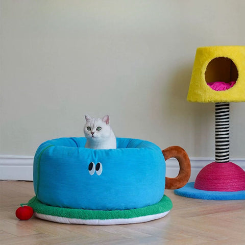 ZEZE Blue Tea Cup Pet Bed - Pets Villa