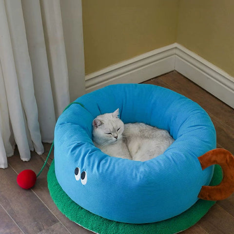 ZEZE Blue Tea Cup Pet Bed - Pets Villa