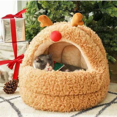 ZEZE Christmas Deer Warm Igloo - Pets Villa