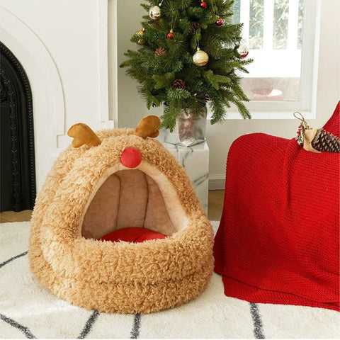 ZEZE Christmas Deer Warm Igloo - Pets Villa