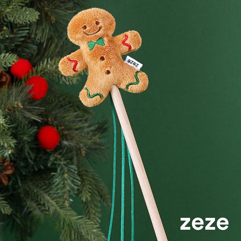 ZEZE Christmas Gingerbread Man Cat Wand - Pets Villa