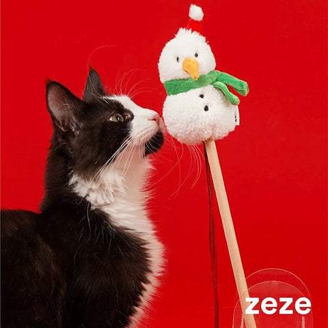 ZEZE Christmas Snowman Cat Wand - Pets Villa