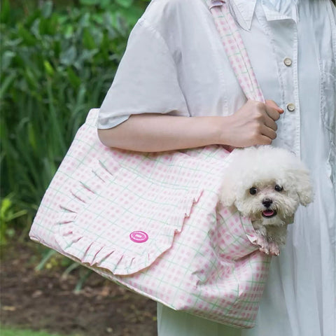 ZEZE Outdoor Plaid Shoulder Pet Bag - Pets Villa