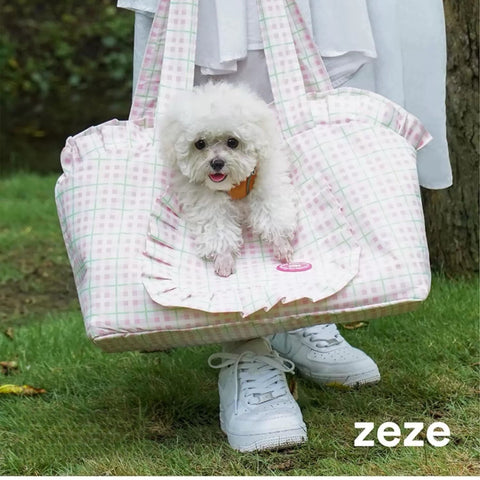 ZEZE Outdoor Plaid Shoulder Pet Bag - Pets Villa