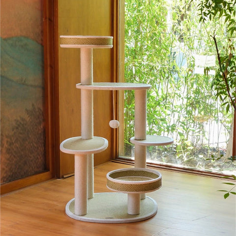 ZEZE Rattan Cat Tree - Pets Villa