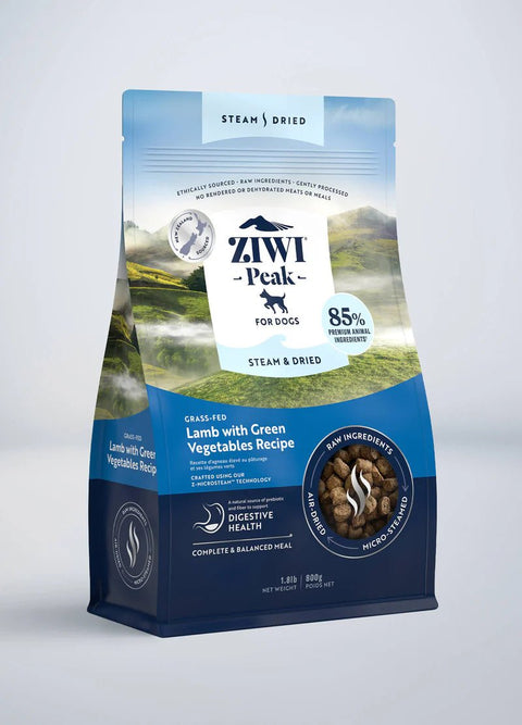 ZIWI PEAK Dog Steam Dried Lamb with Green Vegetables Recipe - Pets Villa