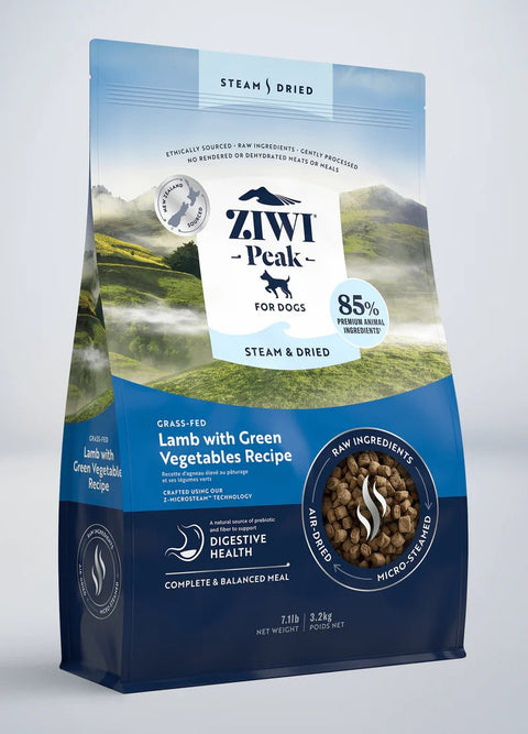 ZIWI PEAK Dog Steam Dried Lamb with Green Vegetables Recipe - Pets Villa