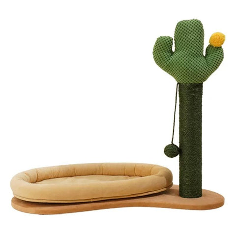 ZEZE Cactus Scratching Post & Bed - A close up of the two together. This is a product of Pets Villa.