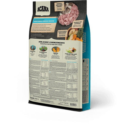 Feeding guide chart for ACANA Puppy Small Breed based on weight and age