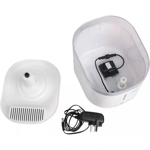 Disassembled view of ALL FOR PAWS cat fountain showing detachable parts for easy cleaning