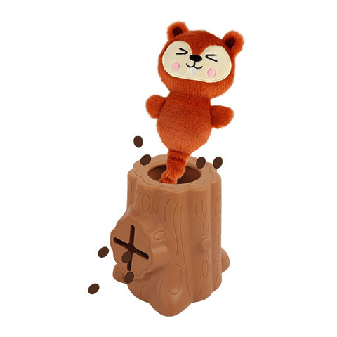 ALL FOR PAWS Tree-Hider Squirrel interactive dog toy – plush squirrel with treat-dispensing rubber tree for stimulation and play