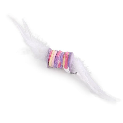 Soft hand-rolled yarn feather cat toy by ALL FOR PAWS with catnip filling