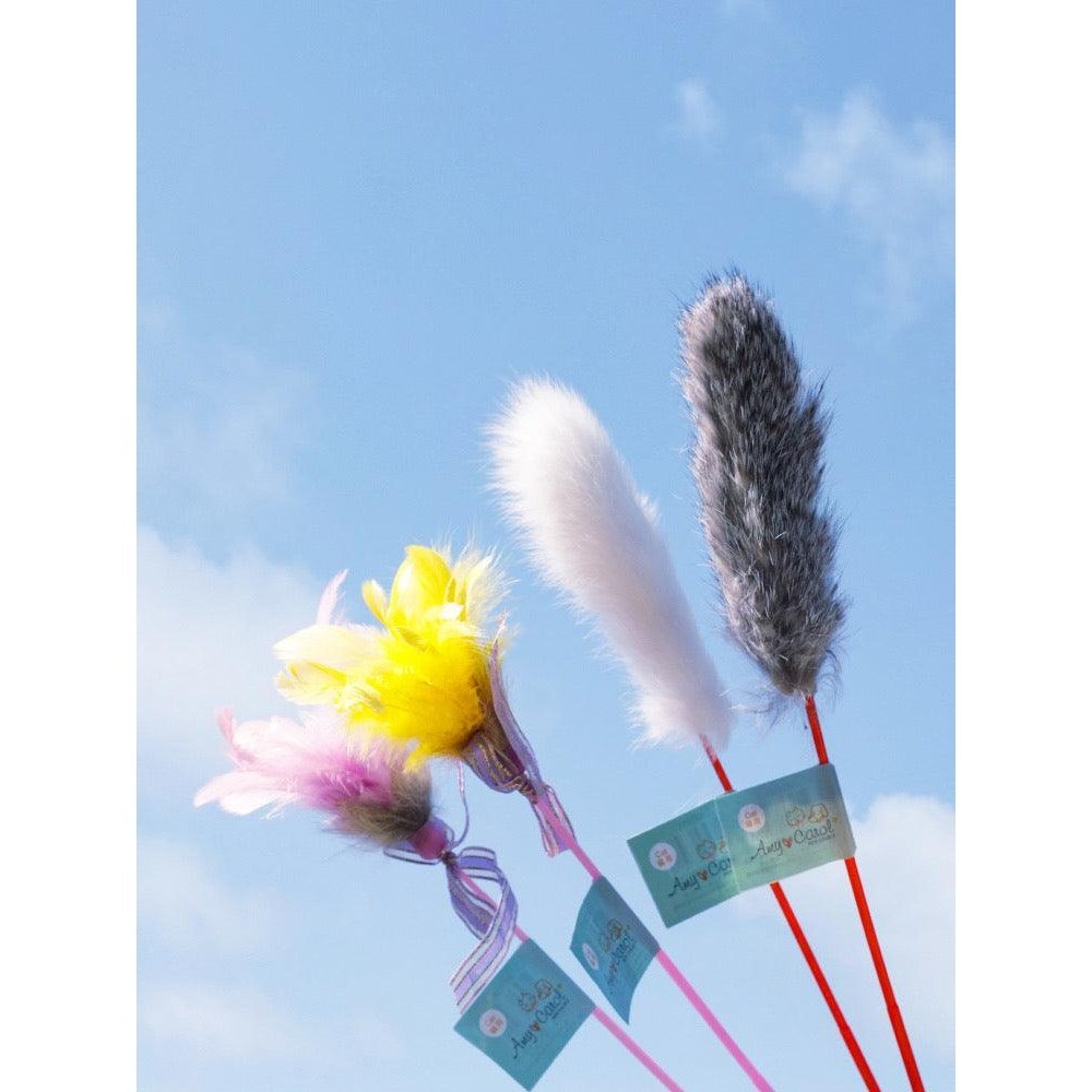 Feathered Rabbit AMY&CORAL Feather/Rabbit Fur Cat Teaser: Igniting Feline Playfulness ...