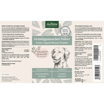 ANIFORTE Green Lipped Mussel Powder for Dogs and Cats - Joint Support Supplement