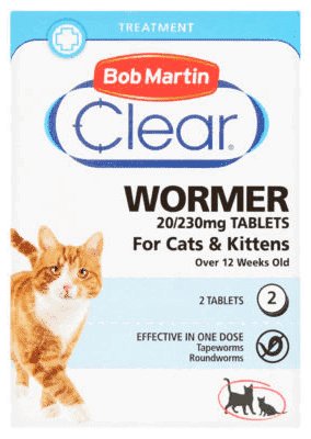 BOB MARTIN Clear Wormer Treatment for Cats & Kittens Over 12 Weeks Old 2 Tablets - Pets Villa