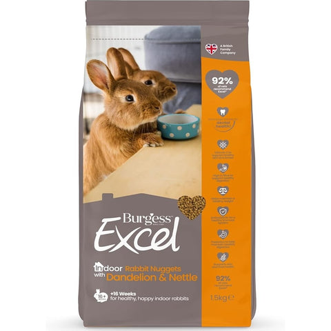 BURGESS Excel Indoor rabbit Nuggets with Dandelion and Nettle - product image. This is a product of Pets Villa.