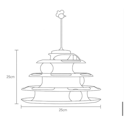 Cat Ball Track Play Tower - Alternative product image showing the sketch of dimensions. This is a product of Pets Villa.