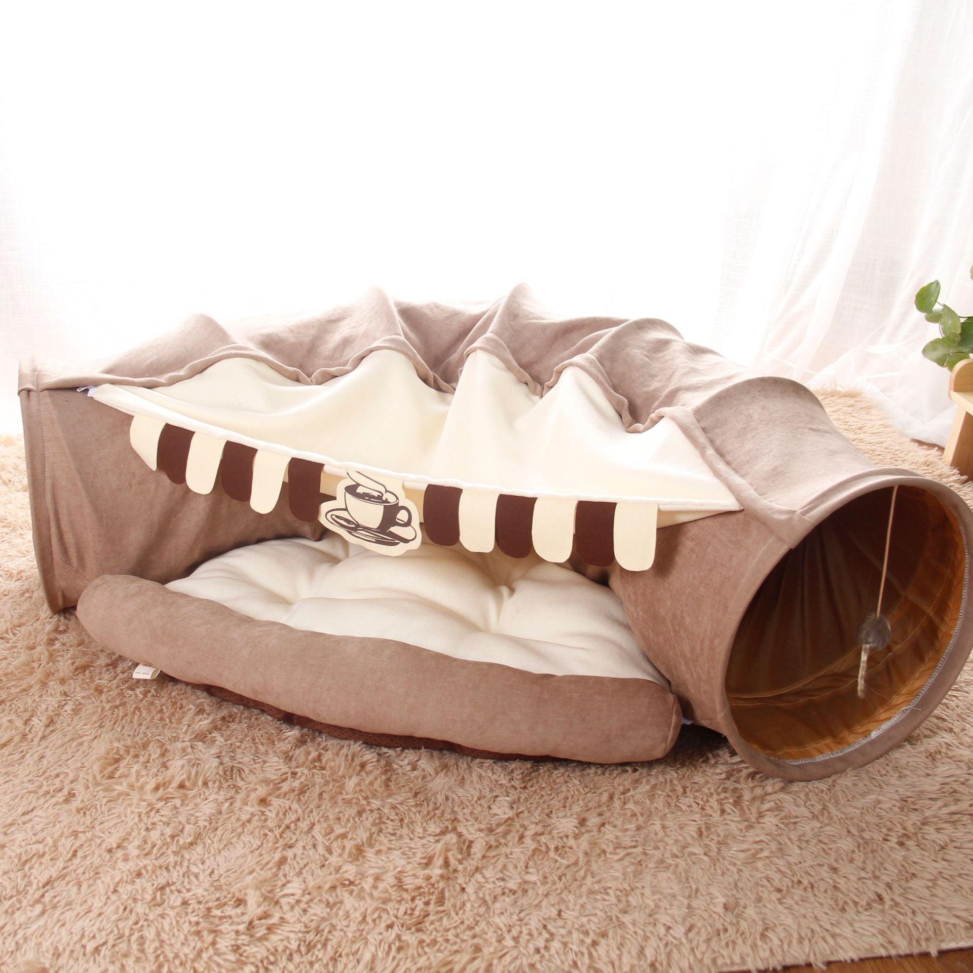 Cat Tunnel Bed with Cushion Mat - Pets Villa