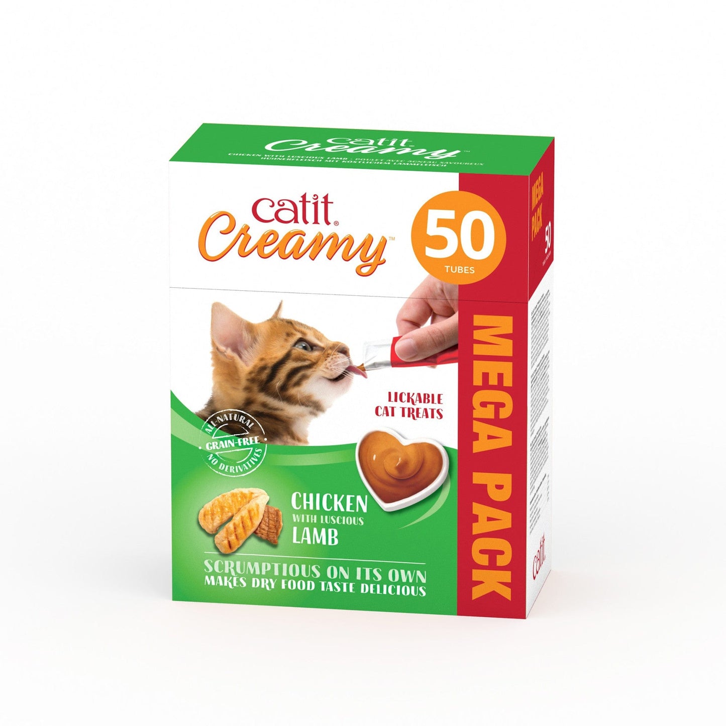 CATIT Creamy Cat Treat Chicken with Lamb Tube (50x10g) - product image. This is a product of Pets Villa.