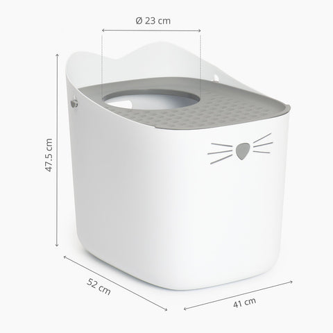 CATIT PIXI Top Entry Litter Box - Alternative image showing the dimensions. This is a product of Pets Villa.