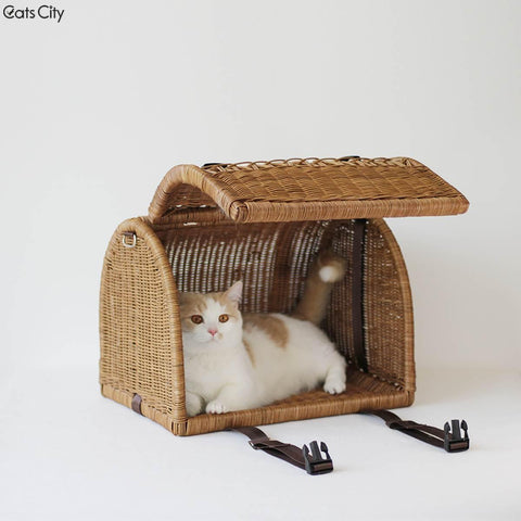 CATS CITY Rattan Pet Carrier Large - Pets Villa