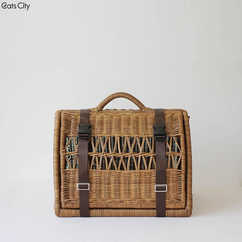 CATS CITY Rattan Pet Carrier Large - Pets Villa